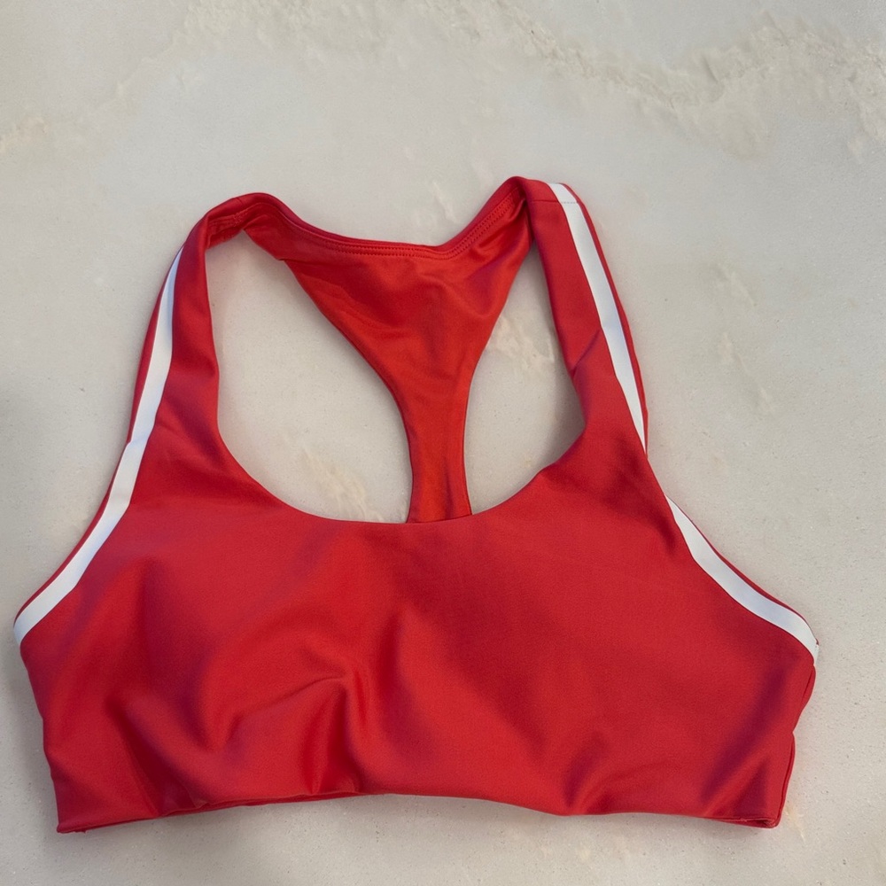 Alo Red and White Sports Bra